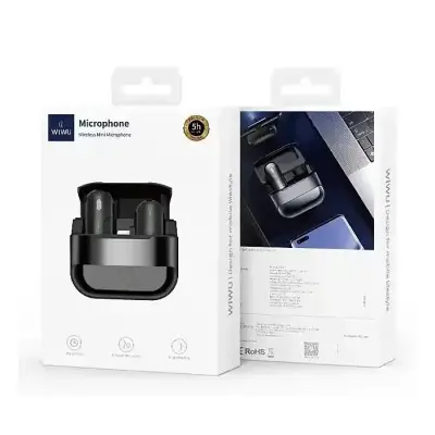 WiWU WM001 Wireless single Microphone for phone Portable  with ANC and Mute function Type-C &  iPhone.